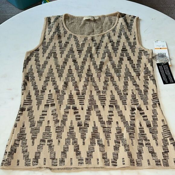 Jones New York Sweaters - New Jones New York tan and brown pattern shell sweater‎ knit size small
